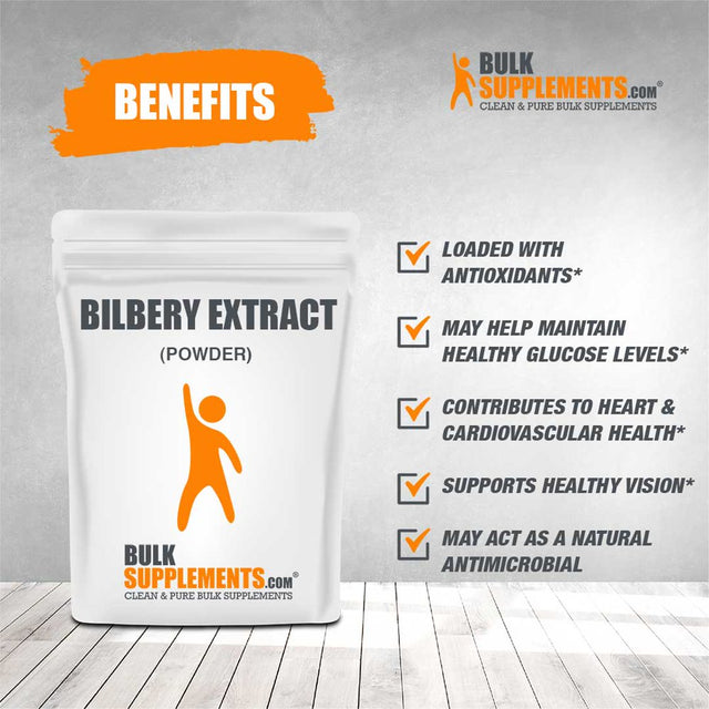 Bulksupplements.Com Bilberry Extract Powder - Eye Supplements - Antioxidant Powder - Bilberry Extract for Eyes - Dry Eye Supplement (250 Grams - 8.8 Oz)