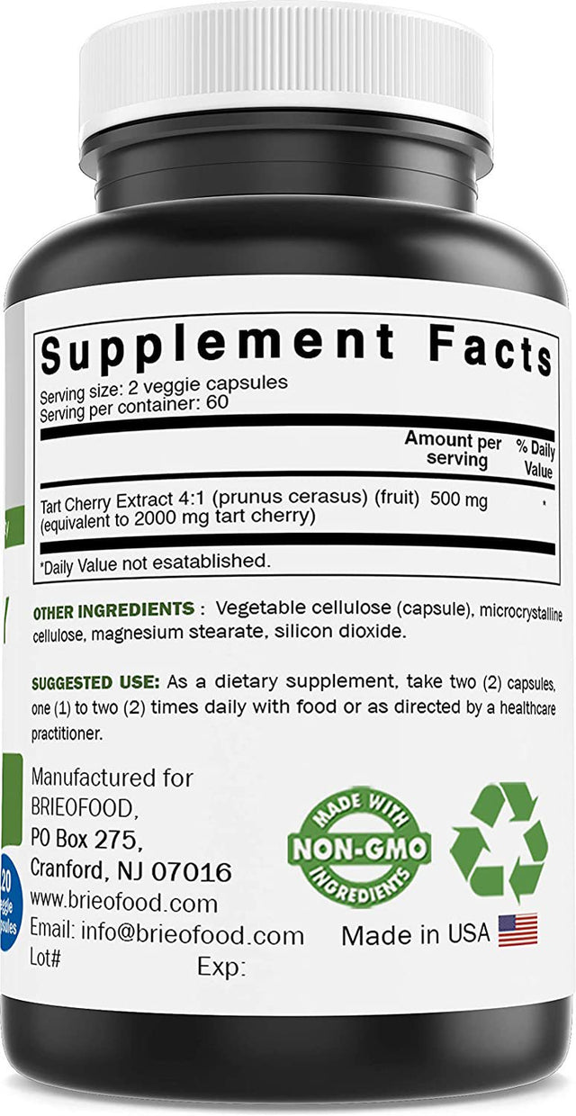 Brieofood Tart Cherry 2000Mg/Serving - 120 Vegetarian Capsules