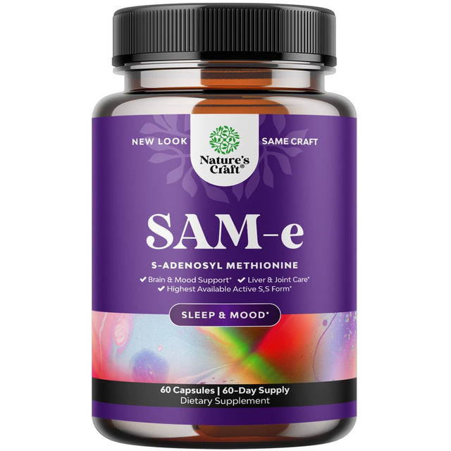 Sam-E 200Mg Mood Support Supplement - S-Adenosyl Methionine Sam-E Supplement for Natural Relaxing Mood Boost Brain Support and Liver Detox Cleanse - Sam E Vitamin Supplement Bain Boost Mood Pills