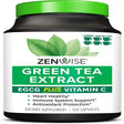 Zenwise Green Tea Extract with EGCG & Vitamin C - Antioxidant & Immune Supplement - Vegan Skin & Heart Support Brain Health & Memory Boost - 120 Count