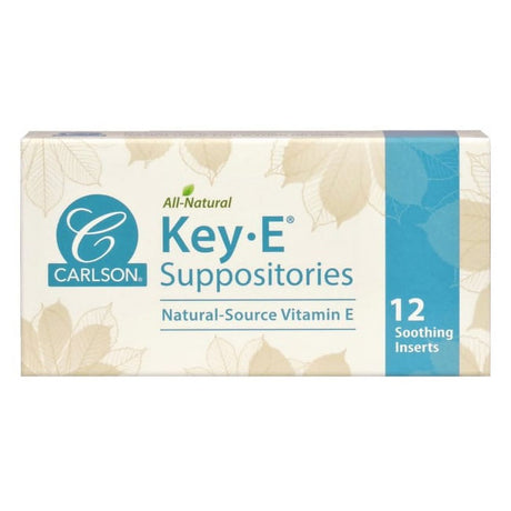 Carlson - Key-E Suppositories, 30 IU Vitamin E Suppository, Lubricates Dry Areas, 12 Count