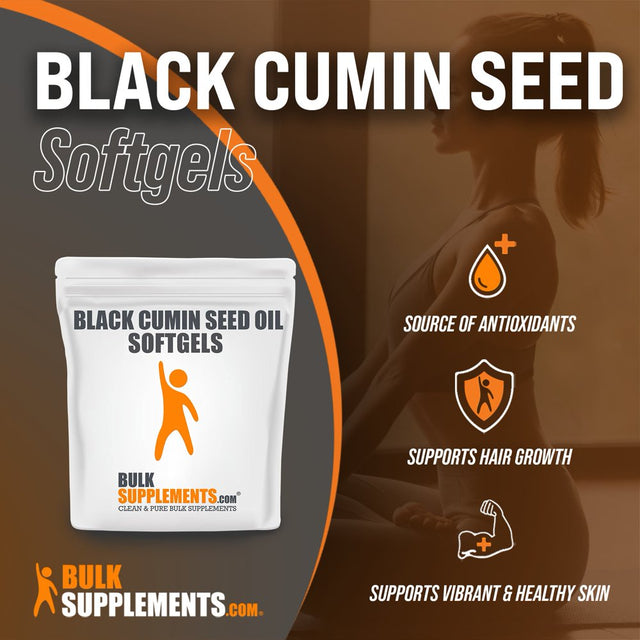 Bulksupplements.Com Black Cumin Seed Oil Softgels, 1000Mg - Supports Hair & Skin (120 Softgels - 120 Servings)