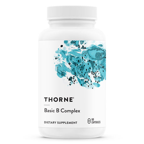 Thorne Basic B-Complex, Tissue-Ready Vitamin B Complex Supplement with Choline, Supports Cellular Energy Production, Brain Health & Red Blood Cell Formation, Gluten-Free, Dairy-Free, 60 Capsules