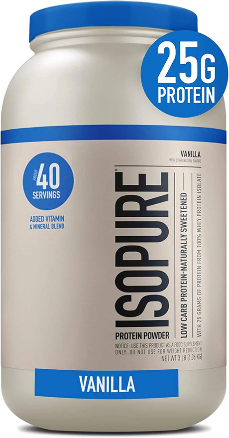 Isopure Low Carb Protein Powder, Vanilla, 3 Lb (1.36 Kg)