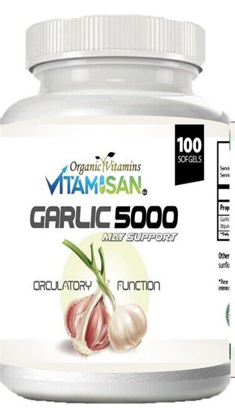 GARLIC EXTRACT 5000Mg CHOLESTEROL HEALTH ANTIOXIDANT SUPPLEMENT 100 PILL Gel (2 Pack)