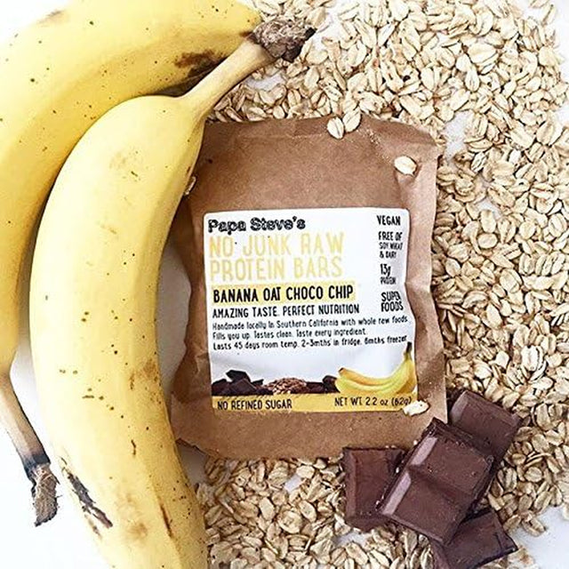 Papa Steve’S No Junk Raw Protein Bars, Banana Oat Dark Chocolate, 2.2 Oz, 10 Count