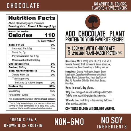 Isopure, Plant-Based Protein, 20 G Pea & Brown Rice Protein Powder, Chocolate, 1.37 Lb, about 20 Servings