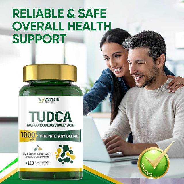 Vantein TUDCA Supplements 1000Mg, 120 Capsules TUDCA Liver Supplement for Liver Cleanse Detox and Repair, Promotes Digestive Health and Eye Health, 60 Day Supply