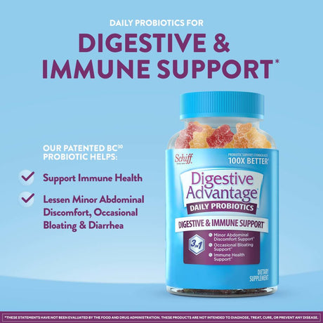 Digestive Advantage Daily Probiotic Gummies, Natural Fruit Flavors - 80 Gummies