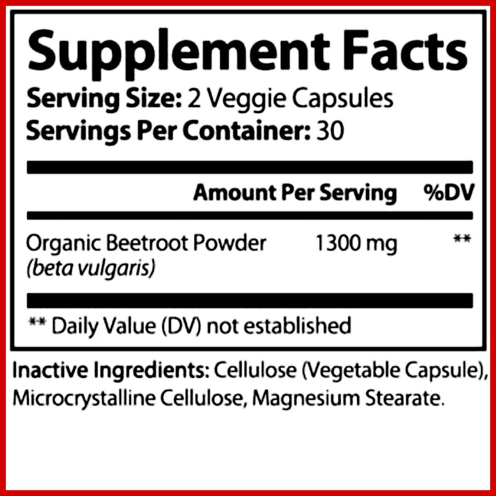 Hybrid Nutraceuticals Organic Beet Root Capsules 1300Mg - Natural Nitr ...