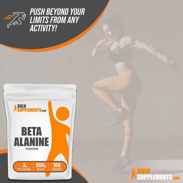 BULKSUPPLEMENTS.COM Beta Alanine Powder - Beta Alanine Pre Workout, Beta Alanine 3000Mg - Beta Alanine 500G, Beta Alanine Bulk - Unflavored, Pure & Gluten Free, 3G per Serving, 500G (1.1 Lbs)