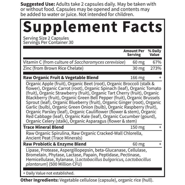 Garden of Life Vitamin Code Raw Zinc, 30Mg Whole Food Zinc Supplement + Vitamin C, Trace Minerals & Probiotics for Immune Support, Certified Vegan Non-Gmo & Gluten Free Zinc Supple