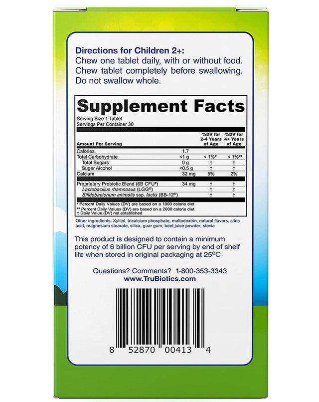 Trubiotics Kids Daily Probiotic Supplement Chewable Tablets Strawberry - 30 Ct