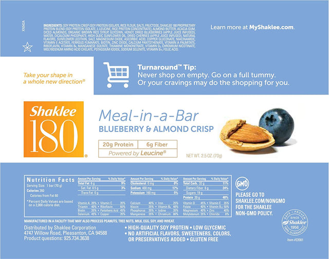 Shaklee® 180 Meal-In-A-Bar® (Blueberry & Almond Crisp - 7 Bars)