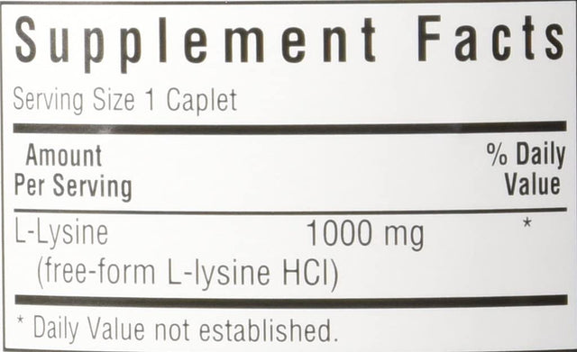 Bluebonnet L-Lysine 1000 Mg Caplets, 100 Count