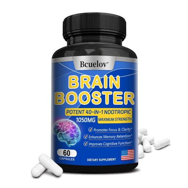 Brain Supplements & Nootropics - Memory Focus Mental Concentration Booster 60 Capsules