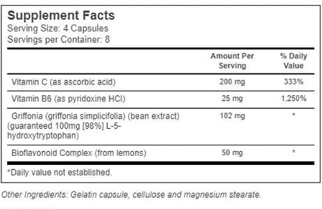 Solaray Guaranteed Potency L-5-HTP + B 6 & C 100 Mg Capsules, 30 Count