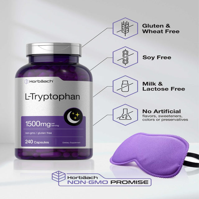 L Tryptophan 1500Mg | 240 Capsules | Extra Strength | by Horbaach