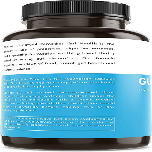 Thomas' All-Natural Remedies Gut Health with Digestive Enzymes, Probiotics, Ginger, Papaya, and Turmeric for Digestion and Bloating Relieve 90