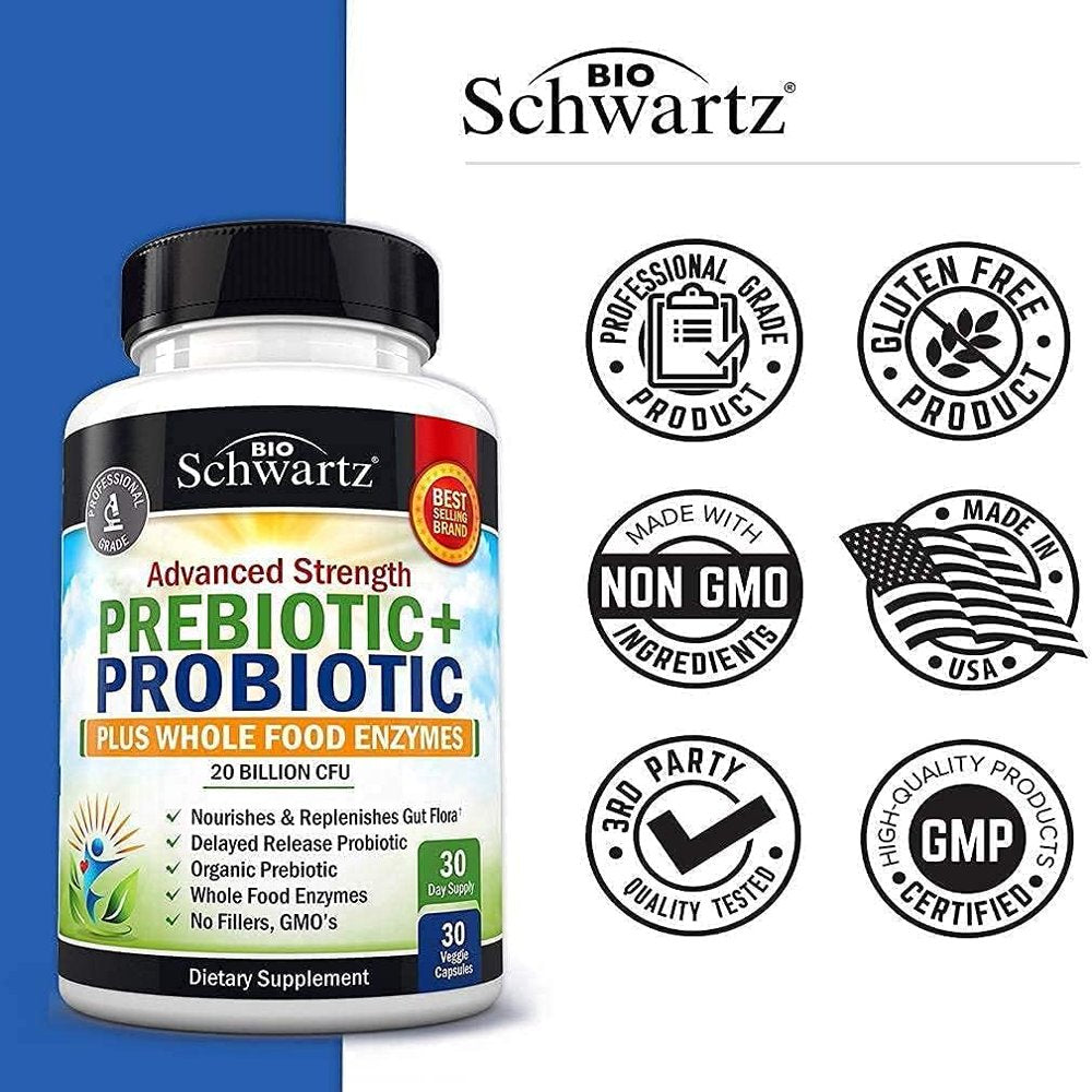 Bioschwartz Prebiotic + Probiotic Plus Whole Food Enzymes | For Comple ...