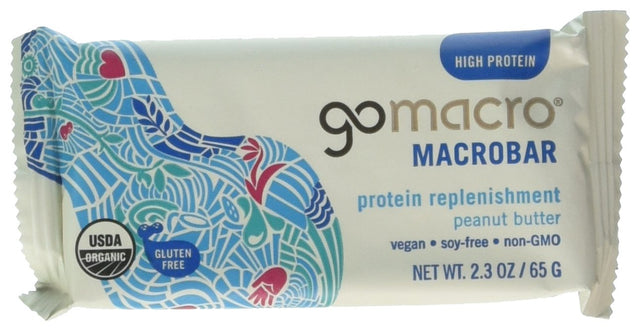 Gomacro Macrobar, Protein Replenishment, Peanut Butter, 12 Bars, 2.3 Oz (65 G)