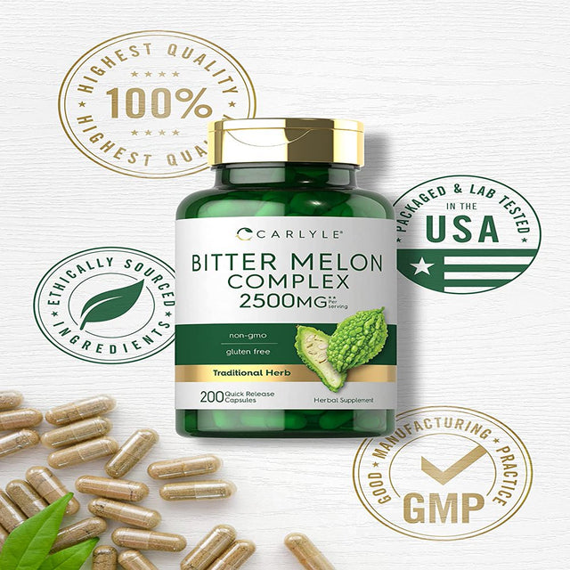 Bitter Melon Capsules | 200 Count | Complex Supplement | by Carlyle