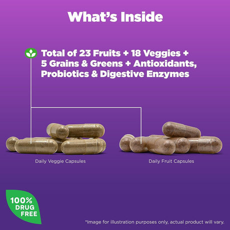 Natrol Juicefestiv Daily Fruit & Veggie with Selenoexcell and Whole-Food [Phyto] Nutrients, Dietary Supplement Supports Better Nutrition (& Overall Well-Being), 60 Capsules (Pack of 2), 30 Day Supply