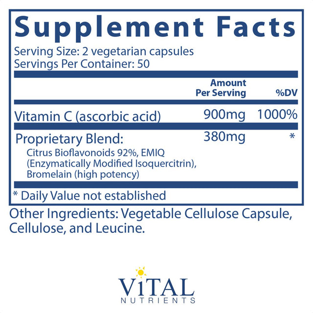 Vital Nutrients - Aller-C (Isoquercitrin, C, and Bioflavonoids) - Respiratory and Sinus Support - 100 Vegetarian Capsules