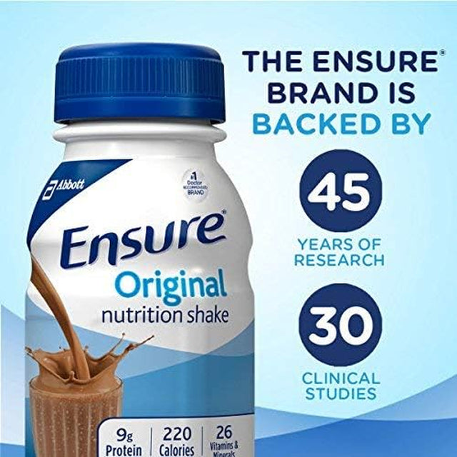 Ensure Original Nutrition Shake with 9 Grams of Protein, Meal Replacement Shakes, Milk Chocolate, 8 Fl Oz, 24 Count