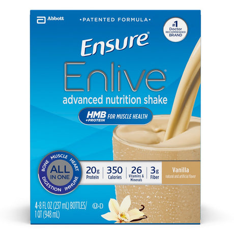 Ensure Enlive Advanced Nutritional Drink, 20 Grams Protein, Vanilla, 8 Fl Oz, 16 Count