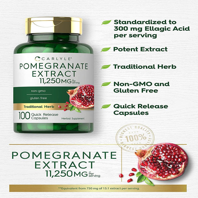 Pomegranate Extract | 11250Mg | 100 Capsules | Traditional Herb | by Carlyle