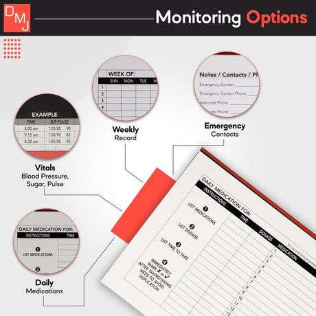 Daily Medication Journal | Daily Log for Medication, Blood Pressure, Blood Sugar, Pulse, & More | Compact Spiral Bound