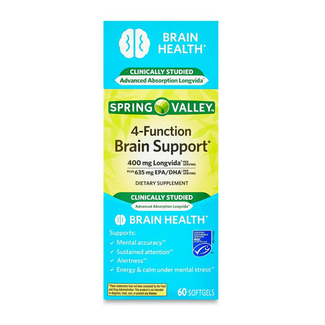 Spring Valley 4-Function Brain Support Dietary Supplement, 60 Count