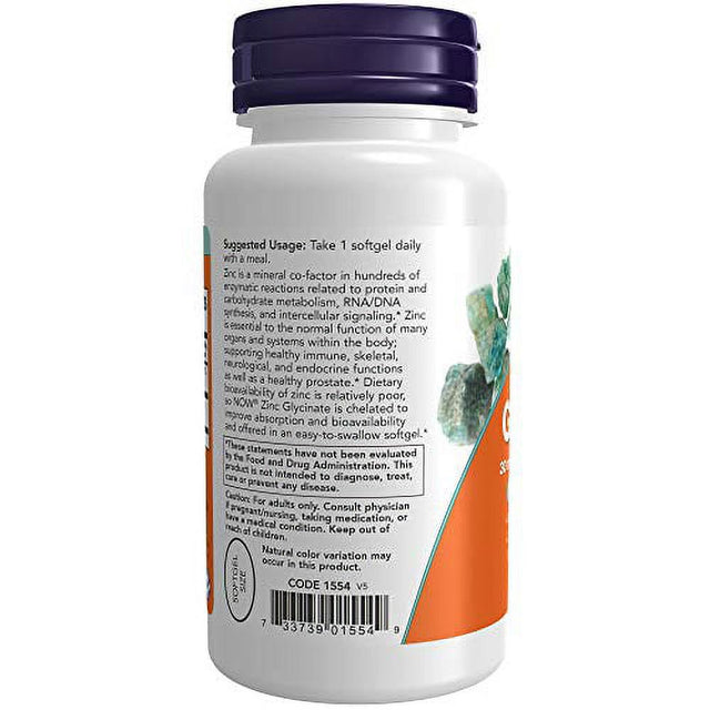 NOW Supplements, Zinc Glycinate, 120 Softgels