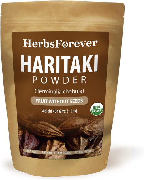 Herbsforever Haritaki Powder – Terminalia Chebula – Detoxification and Rejuvenation – Support Digestion – Non GMO, Organic, Vegan – 454 GMS