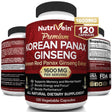 Nutrivein Korean Red Panax Ginseng 1600Mg - 120 Vegan Capsules - for Energy, Libido