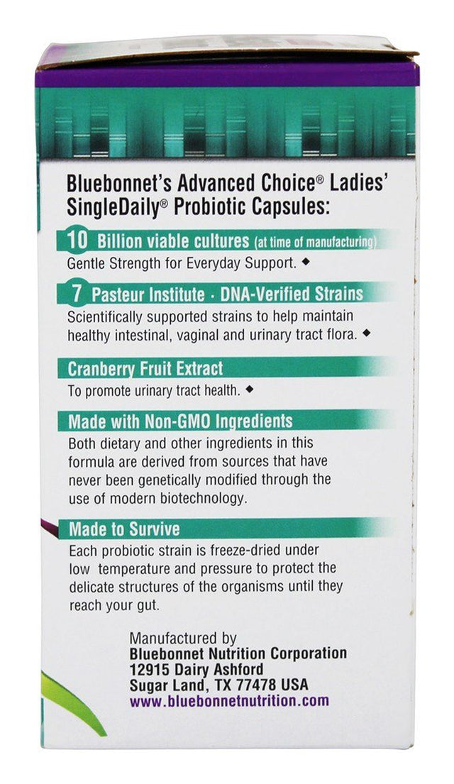 Bluebonnet Nutrition - Advanced Choice Ladies Singledaily Probiotic 10 Billion - 30 Capsules