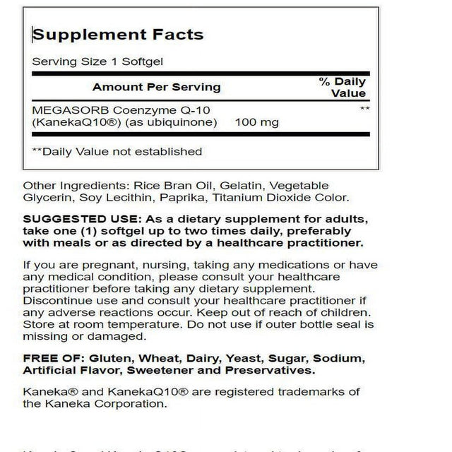 Coq-10 100 Mg - 60 Softgels