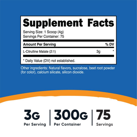 Nutricost L-Citrulline Malate Powder 2:1 Supplement, 300 Grams (Strawberry Kiwi)