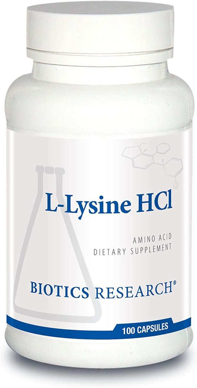 BIOTICS Research L Lysine HCI Amino Acid L Lysine Supplement Promotes Energy, Boosts Immunity, Stimulates Calcium Absorption 100 Capsules