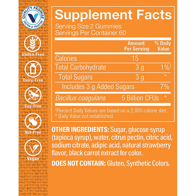 Children'S Probiotic Gummies for Digestive Support - 5 Billion Cfus per Serving - Strawberry (120 Gummies)