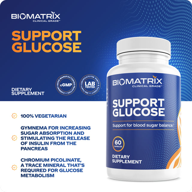 Biomatrix Blood Sugar Stabilizer - Vanadyl Sulfate Chromium Cinnamon - Support Glucose, 60 Caps