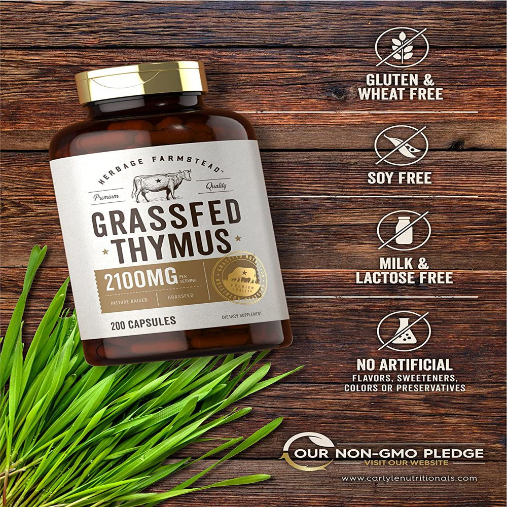 Grass Fed Beef Thymus | 2100Mg | 200 Capsules | By Herbage Farmstead ...