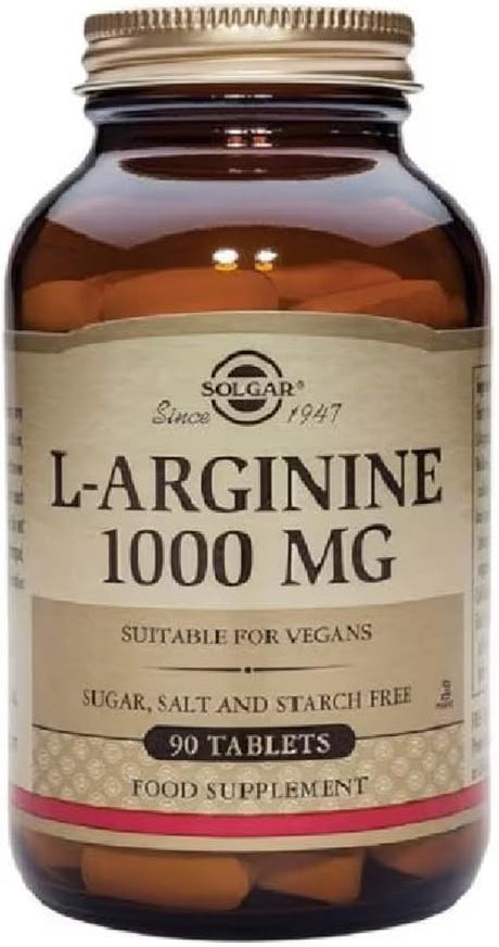 Solgar L-Arginine 1000 Mg - 90 Tablets - Nitric Oxide Stimulator - Non-Gmo, Vegan, Gluten Free, Dairy Free, Kosher - 90 Servings