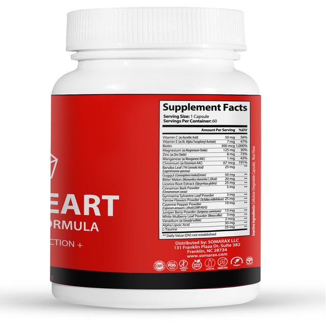 Sweetheart – Blood Sugar Supplement, 20 Natural Ingredients for Healthy Blood Sugar Levels, Cardiovascular Health, Sugar Balance, Strengthens Immune System, 60 Capsules by Somarax