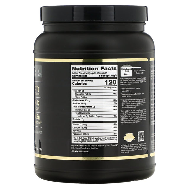 California Gold Nutrition SPORT - Whey Protein Isolate, 1 Lb, 16 Oz (454 G)