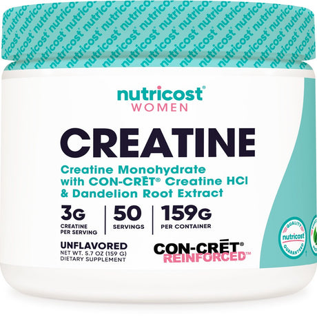 Nutricost Creatine Monohydrate Powder for Women Unflavored Supplement, 50 Servings