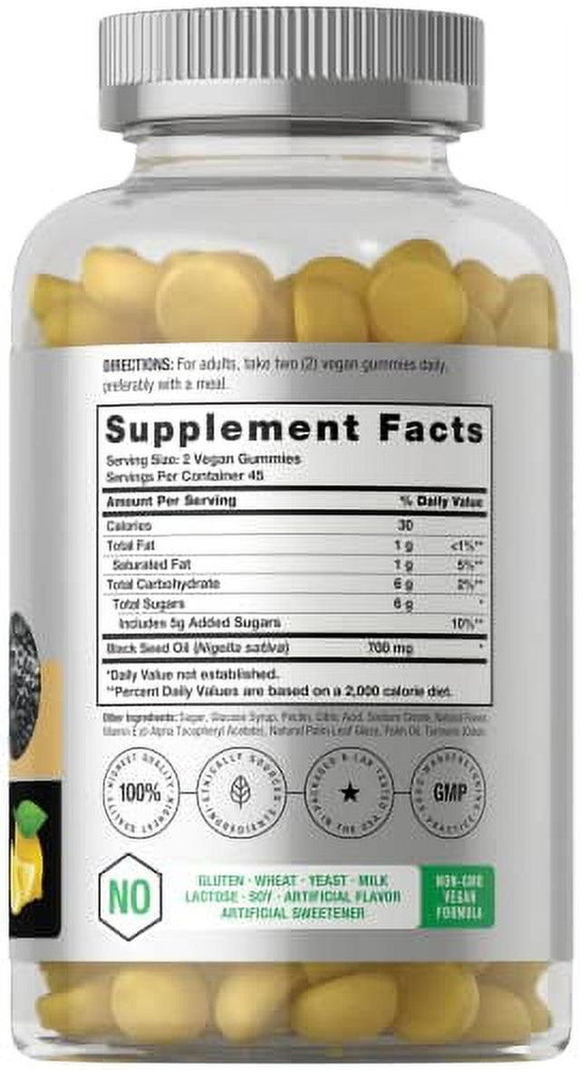 Blackseed Oil Gummies | 90 Count | Vegan, Non-Gmo, and Gluten Free Formula | Nigella Sativa | Natural Lemon Flavor | by Horbaach