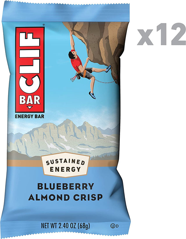 CLIF BARS - Energy Bars - Blueberry Almond Crisp - Made with Organic Oats - Plant Based Food - Vegetarian - Kosher (2.4 Ounce Protein Bars, 12 Count)