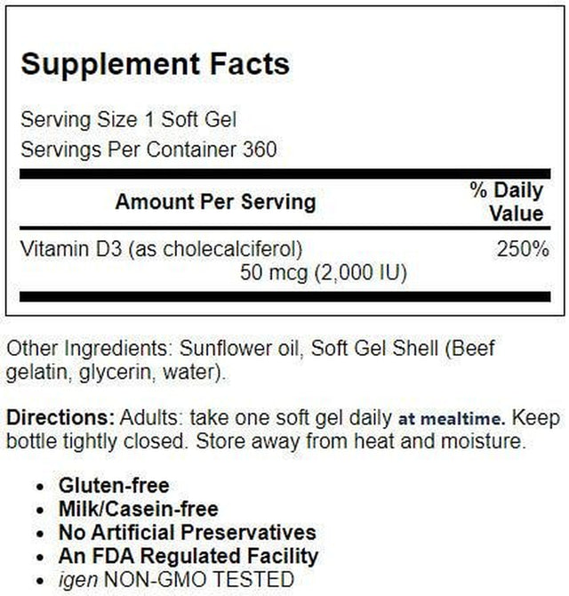 Carlson Labs - Vitamin D3 2000 IU - 360 Softgels